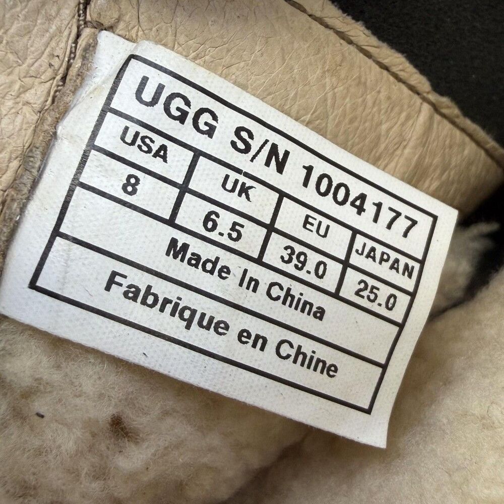 UGG Boots Womens Size 8 Black Leather Shearling Lined Ankle Zip Booties 1004177 - Picture 8 of 9